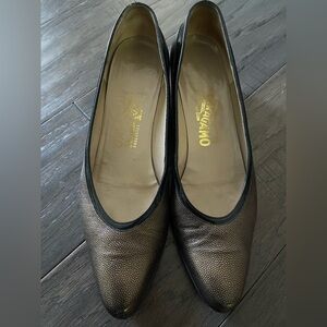 Vintage Salvatore Ferragamo Heels Brown Leather Pumps Unique Size 8AAAA